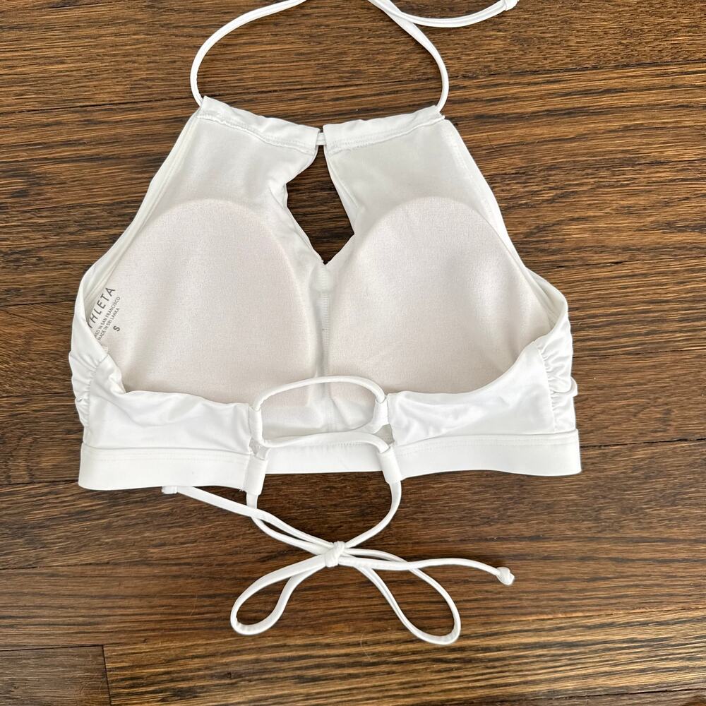Athleta High Neck Keyhole Bikini Top White Size Small Swim - Picture 3 of 4